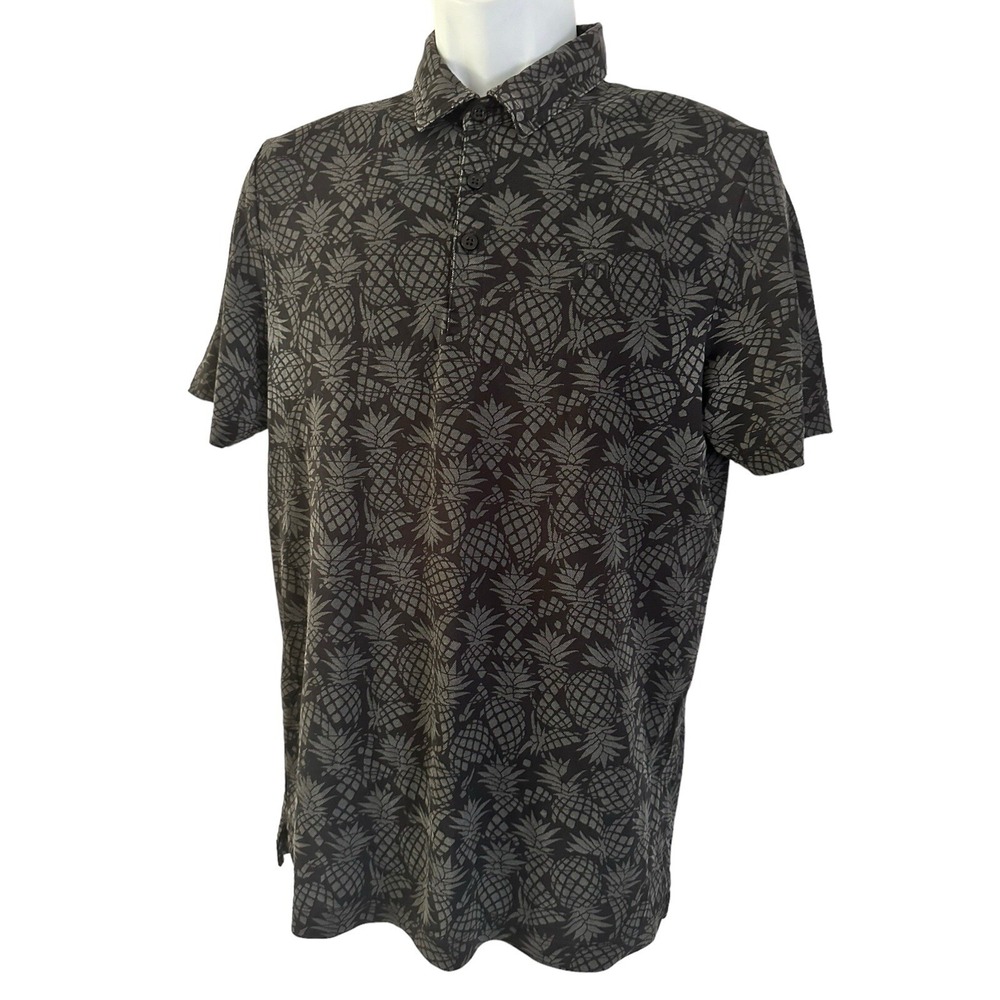 Travis Mathew Mens Polo Shirt Pineapple Golf Pima Cotton All Over Print M